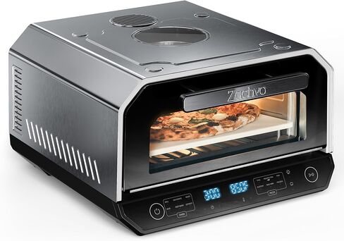 Indoor Pizza Oven, 12 Inch Pizza in 90 Seconds, Heats up to 850°F Pizza Maker, 12-in-1 Multi-Function with Bake, Roast, Grill & Dehydrate, 12 Touchscreen Presets, Pizza Stone & Peel Included, Black in Kuwait