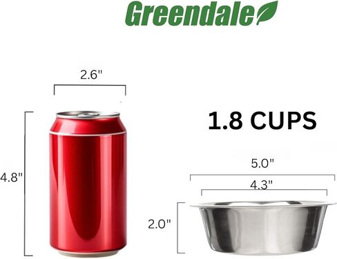 Greendale - 4 Pack - Cat Food Bowls - 1.8 Cups (425 ml) - Stainless Steel Cat Bowls - Perfect for Cat Food, Water and as Replacement Bowls for Elevated Stands. Great for Cats, Kittens & Small Dogs in Kuwait