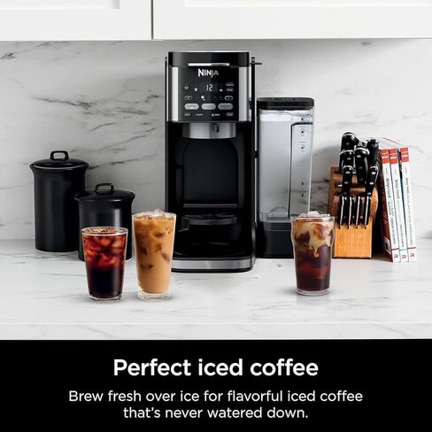 ماكينة صنع القهوة بالتنقيط Ninja DualBrew Pro CFP101 - ساخنة ومثلجة، متوافقة مع K-Cup، 3 أنماط للمشروبات، خزان 60 أونصة - أسود in Kuwait