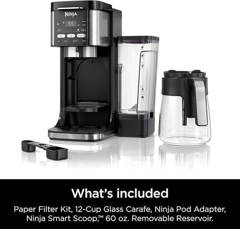 ماكينة صنع القهوة بالتنقيط Ninja DualBrew Pro CFP101 - ساخنة ومثلجة، متوافقة مع K-Cup، 3 أنماط للمشروبات، خزان 60 أونصة - أسود in Kuwait