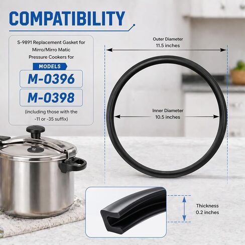 S-9891 Gasket for Mirro/Mirro Matic Pressure Cooker Models M-0396 M-0398, 10.5 Inch Inner Diameter Seal Ring, High Temperature Resistant Rubber Gasket (1 Pcs) in Kuwait