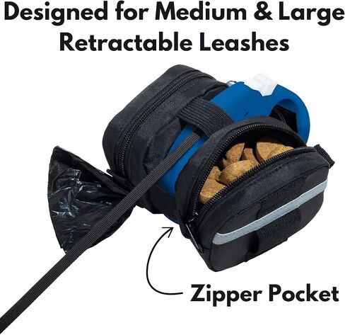 Gracie To The Rescue Leash Bag, compatible with flexi retractable leash, Treat and Poo Bag Holder for leash, Waste Bag Holder (Black) in Saudi Arabia
