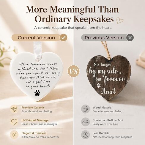 Pet Memorial Gifts with Ceramic Heart Keepsake, “When Tomorrow Starts Without Me" Pet Loss Memorial Frame, Sympathy Gift for Loss of Dog or Cat, Rotating Picture Frame Bereavement Keepsake in Kuwait