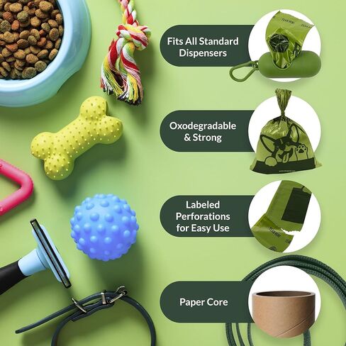 Reli. Biodegradable Dog Poop Bags Rolls (600 Pack, 40 Rolls) | 9"x13" Oxodegradable | Large Dog Poop Bags | Unscented, Leak Proof for Doggie/Pet Waste | Green Eco-Friendly | w/Leash Clip Holder in Kuwait