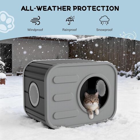 KAMABOKO Cat House for Indoor & Outdoor Cats, Resin Weatherproof Cat House with Camera-Shaped Design, Ventilated Spacious Assemble Easily for Home & Yard (Blue) (Gray) in Saudi Arabia