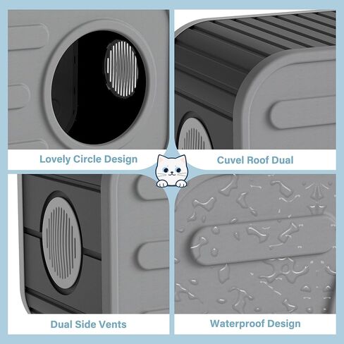 KAMABOKO Cat House for Indoor & Outdoor Cats, Resin Weatherproof Cat House with Camera-Shaped Design, Ventilated Spacious Assemble Easily for Home & Yard (Blue) (Gray) in Saudi Arabia