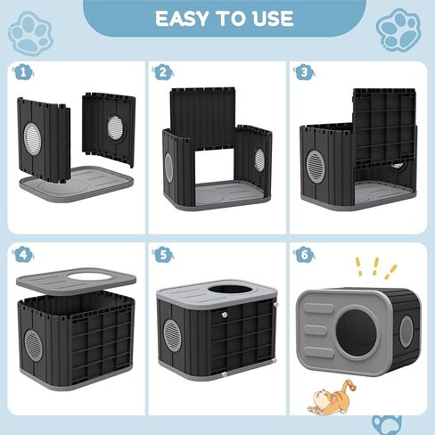KAMABOKO Cat House for Indoor & Outdoor Cats, Resin Weatherproof Cat House with Camera-Shaped Design, Ventilated Spacious Assemble Easily for Home & Yard (Blue) (Gray) in Saudi Arabia
