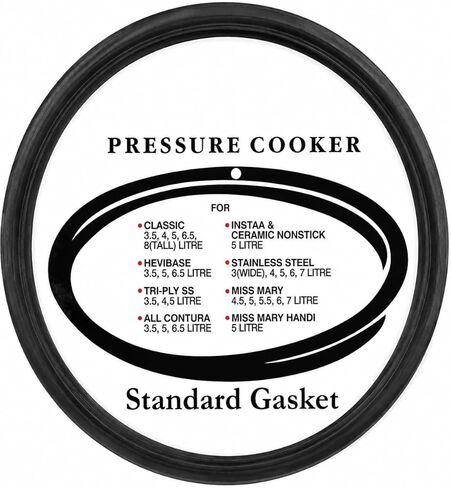 3 to 8 Litre Pressure Cooker Gasket – Universal Rubber Sealing Ring for Stainless Steel & Aluminium Cookers – Heat Resistant, Leak-Proof – Black – Pack of 1 in Kuwait