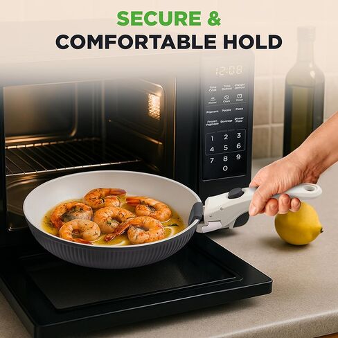 NutriChef Detachable Pot Handle Replacement, Ergonomic, Heat-Resistant Design, Quick-Attach One-Touch Press Button Locking Removable Pot Handle for NCCS18DTHCR, NCCS18DTHGY, NCCS18DTHBL Models, Gray in Kuwait
