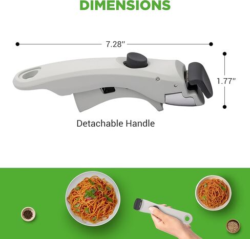 NutriChef Detachable Pot Handle Replacement, Ergonomic, Heat-Resistant Design, Quick-Attach One-Touch Press Button Locking Removable Pot Handle for NCCS18DTHCR, NCCS18DTHGY, NCCS18DTHBL Models, Gray in Kuwait