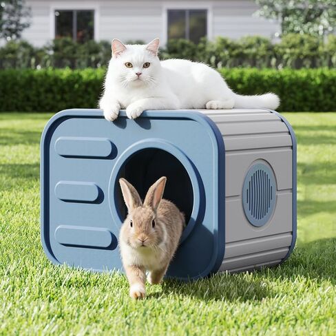 KAMABOKO Cat House for Indoor & Outdoor Cats, Resin Weatherproof Cat House with Camera-Shaped Design, Ventilated Spacious Assemble Easily for Home & Yard (Blue) (Gray) in Saudi Arabia