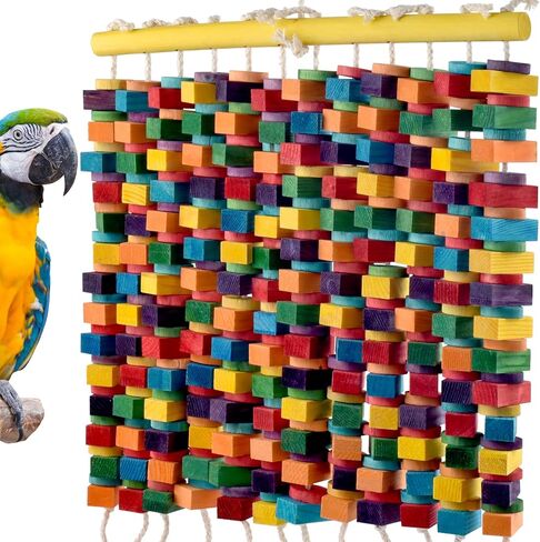 DBNESS 23 Inch Extra Large Bird Toy, 336PCS Colorful Natural Chew Wood Blocks Hanging Parrot Tearing Toys, Birds Cage Accessories for Macaws, Amazon Parrots, African Grey, Cockatoos in Kuwait