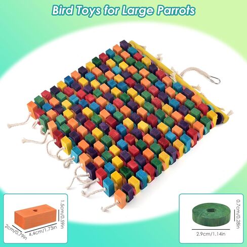 DBNESS 23 Inch Extra Large Bird Toy, 336PCS Colorful Natural Chew Wood Blocks Hanging Parrot Tearing Toys, Birds Cage Accessories for Macaws, Amazon Parrots, African Grey, Cockatoos in Kuwait