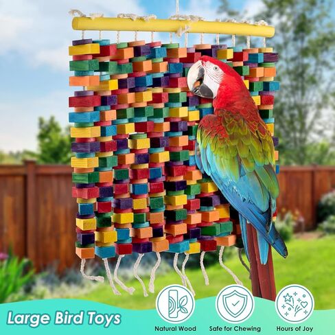 DBNESS 23 Inch Extra Large Bird Toy, 336PCS Colorful Natural Chew Wood Blocks Hanging Parrot Tearing Toys, Birds Cage Accessories for Macaws, Amazon Parrots, African Grey, Cockatoos in Kuwait