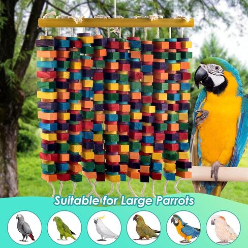 DBNESS 23 Inch Extra Large Bird Toy, 336PCS Colorful Natural Chew Wood Blocks Hanging Parrot Tearing Toys, Birds Cage Accessories for Macaws, Amazon Parrots, African Grey, Cockatoos in Kuwait