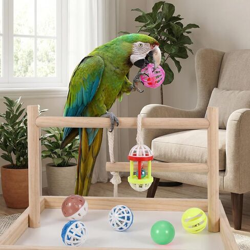 6 Pcs Foraging Ball Bird Toys, Feeder Toys, Foot Talon Toy, Chewing Training Rattle Bell Balls, Parrot Cage Toys for Parakeets, Cockatiels, Conures, Love Birds and Other Small to Medium Birds in Kuwait