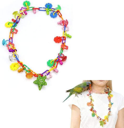 (2 Pack) Bird Necklace Toy Rainbow Necklace Bird Toy Chewing Toy Cage Links Bird Swing, Climbing Chain for Small Sized Birds, Small Bird Necklace Toy. in Kuwait