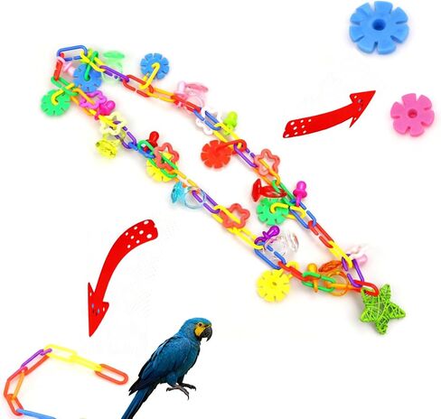 (2 Pack) Bird Necklace Toy Rainbow Necklace Bird Toy Chewing Toy Cage Links Bird Swing, Climbing Chain for Small Sized Birds, Small Bird Necklace Toy. in Kuwait