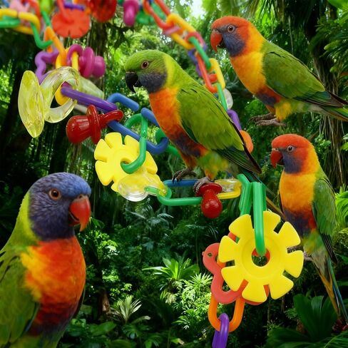 (2 Pack) Bird Necklace Toy Rainbow Necklace Bird Toy Chewing Toy Cage Links Bird Swing, Climbing Chain for Small Sized Birds, Small Bird Necklace Toy. in Kuwait