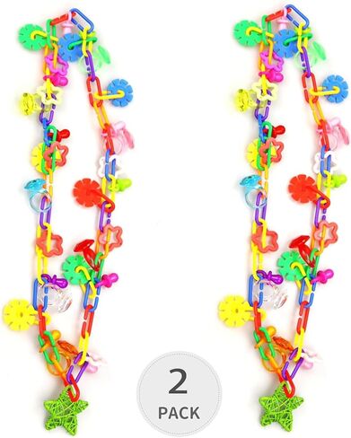 (2 Pack) Bird Necklace Toy Rainbow Necklace Bird Toy Chewing Toy Cage Links Bird Swing, Climbing Chain for Small Sized Birds, Small Bird Necklace Toy. in Kuwait