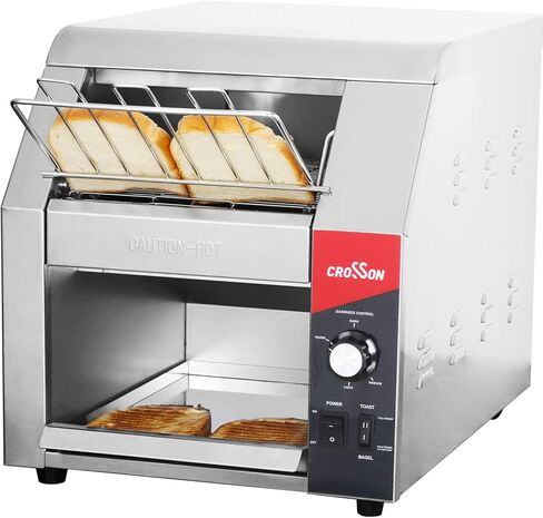 CROSSON ETL Listed Conveyor Toaster 450PCS/Hour 10" Wideness With 3" Opening Heavy Duty Commercial Toaster for Cafes,Buffets, Restaurants and Coffee shops-120V,1800W in Kuwait