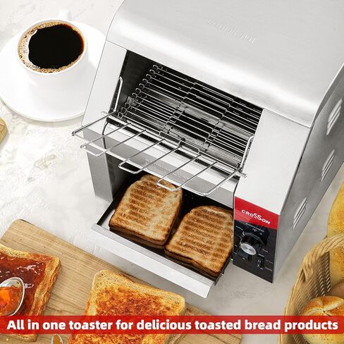 CROSSON ETL Listed Conveyor Toaster 450PCS/Hour 10" Wideness With 3" Opening Heavy Duty Commercial Toaster for Cafes,Buffets, Restaurants and Coffee shops-120V,1800W in Kuwait