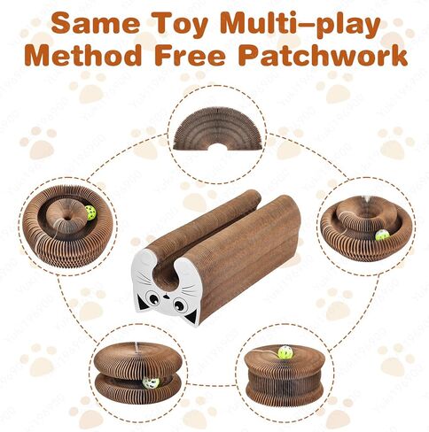 Kitty Curls Cat Toys Magic Organ Cat Scratcher Pad, Interactive Cat Toys for Indoor Cats with Compact Accordion Design and Bell Ball, Helps Relieve Anxiety, Boost Claw Health, Protect Furniture in Kuwait