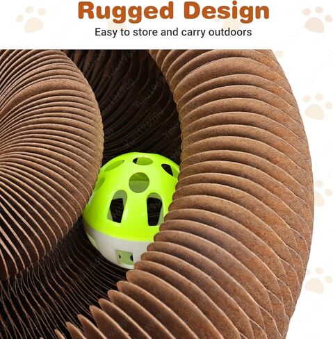 Kitty Curls Cat Toys Magic Organ Cat Scratcher Pad, Interactive Cat Toys for Indoor Cats with Compact Accordion Design and Bell Ball, Helps Relieve Anxiety, Boost Claw Health, Protect Furniture in Kuwait