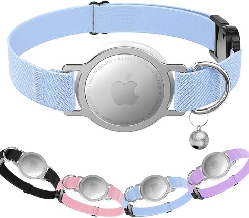 AirTag Cat Collar, Breakaway Air Tag Cat Tracker Collar with Integrated Airtag Holder Compatible with Apple Air Tag, Ultra Elastic & Comfortable Pet Tracking Collars for Cats Kittens (Blue) in Saudi Arabia