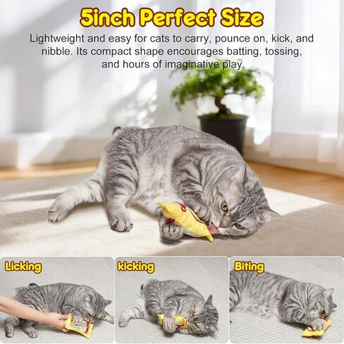 Catnip Cat Toys Potato Chips, Soft and Durable Crinkle Sound with Catnip Inside, Interactive Cat Toys for Indoor Cats Kitten Kicker Chew Exercise Cat Nip Toys 5 Inches in Kuwait