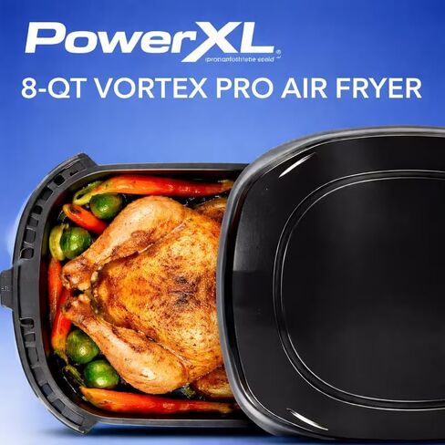 مقلاة هوائية PowerXL 8QT Vortex Pro SmartTech واي فاي/بلوتوث، 7 في 1، 10 إعدادات مسبقة، أسود/أردوازي in Kuwait
