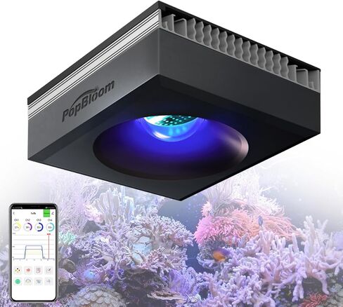 Popbloom RL90 Aquarium LED Reef Light 100W، Smart-APP Control Full Spectrum Marine LED لخزانات أسماك المياه المالحة المرجانية (أسود، مجموعة أذرع V3) in Kuwait