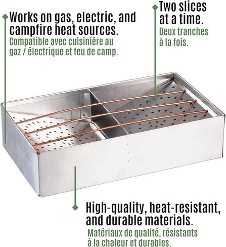 Camping Toaster for Campfire or Stove – 2-Slice Tin-Plate Bread Grill – Durable, Heat-Resistant Toaster for Wood Stove, Gas or Electric Cooking in Kuwait
