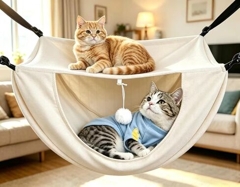 Cat Hammock with Breathable Mesh, Adjustable Pet Bed for Indoor Use, Offering a Cozy Space for Cats, Featuring Easy Assembly, All Seasons Universal, Grey, L(18.5 * 11.02 * 14.96in) in Saudi Arabia