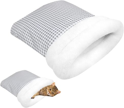 MiOYOOW Pet Nest، كيس نوم للقطط شبه مغلق مقاوم للماء، سرير شتوي للحيوانات الأليفة للحيوانات الأليفة الصغيرة والمتوسطة in Kuwait