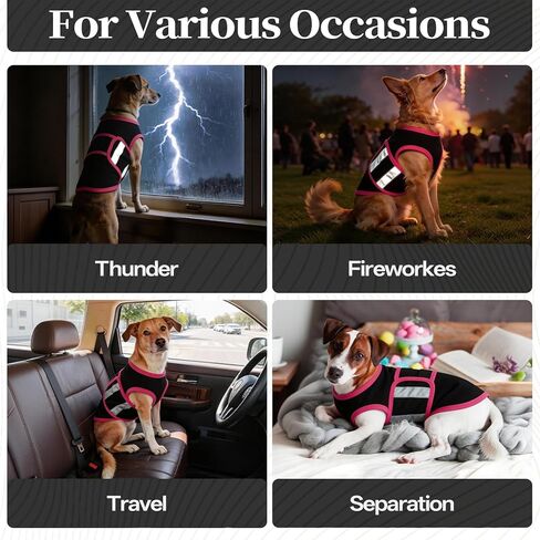 Dog Anxiety Calming Vest, Gentle Compression Anxiety Suit for Dogs, Breathable Dog Calming Wrap for Separation Anxiety, Thunder, Fireworks, Vet Visits, Black M in Kuwait