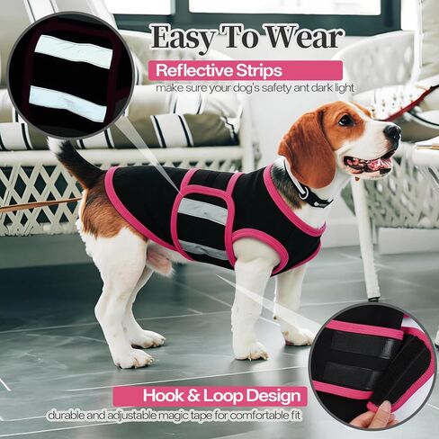 Dog Anxiety Calming Vest, Gentle Compression Anxiety Suit for Dogs, Breathable Dog Calming Wrap for Separation Anxiety, Thunder, Fireworks, Vet Visits, Black M in Kuwait