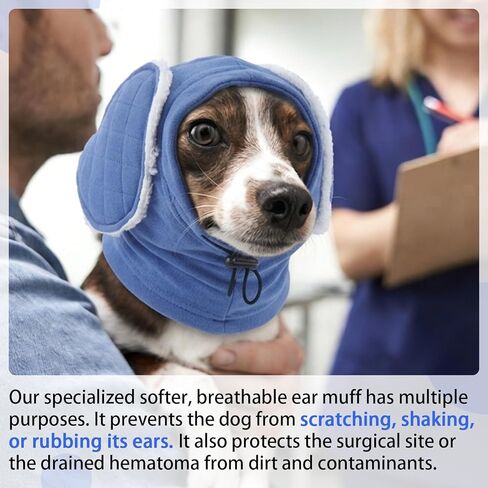 MIGOHI Soft Dog Ear Muffs Noise Protection,Ear Covers for Dogs,Dog No Flap Ear Wrap for Hematoma,Calming Hoodie Quiet Ears Head Warps for Medium Large Dogs Grooming,Bathing,Thunder,Firework,XL,Blue in Saudi Arabia