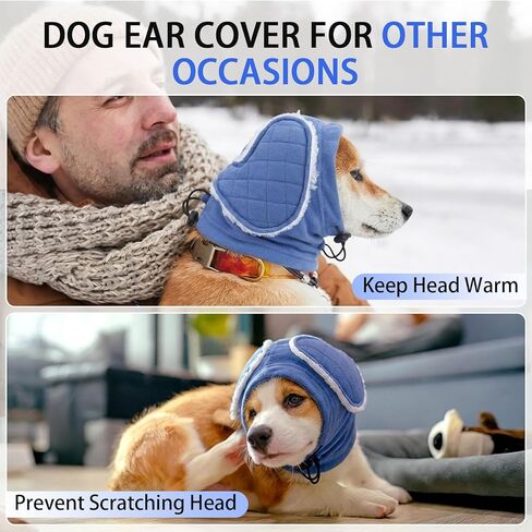 MIGOHI Soft Dog Ear Muffs Noise Protection,Ear Covers for Dogs,Dog No Flap Ear Wrap for Hematoma,Calming Hoodie Quiet Ears Head Warps for Medium Large Dogs Grooming,Bathing,Thunder,Firework,XL,Blue in Saudi Arabia