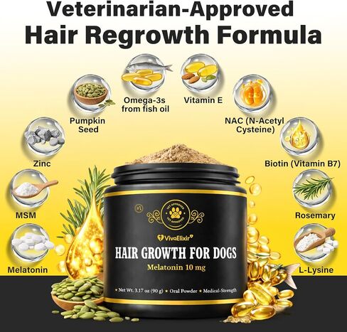 Melatonin for Dogs – Hair Growth & Skin Comfort – Calm Nights, biotin for Dogs Nails, Dog Skin Irritation Support – Biotin & Omega-3 – USA-Made, Vet-Formulated – 6.35 oz Powder in Kuwait