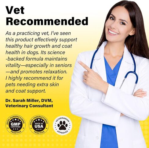 Melatonin for Dogs – Hair Growth & Skin Comfort – Calm Nights, biotin for Dogs Nails, Dog Skin Irritation Support – Biotin & Omega-3 – USA-Made, Vet-Formulated – 6.35 oz Powder in Kuwait