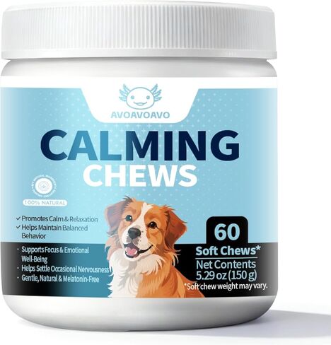 Calming Chews for Dogs – Helps with Anxiety, Stress & Barking – Promotes Relaxation, Calm Behavior & Focus (60) in Kuwait