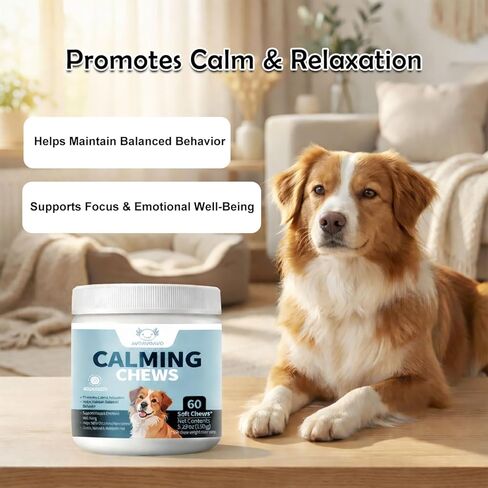 Calming Chews for Dogs – Helps with Anxiety, Stress & Barking – Promotes Relaxation, Calm Behavior & Focus (60) in Kuwait