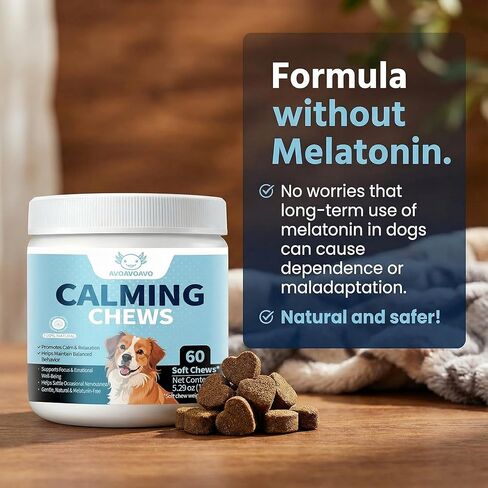 Calming Chews for Dogs – Helps with Anxiety, Stress & Barking – Promotes Relaxation, Calm Behavior & Focus (60) in Kuwait