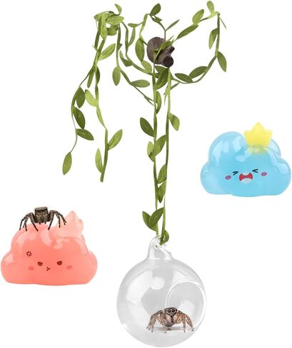 4pcs Jumping Spider Hide Glass Ball Habitat Cloud Plat Form Ledges, Jumping Spider Cloud Modelling Plat Forms with Magnetic Mounting for Climbing, Resting and Exploration in Kuwait