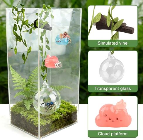 4pcs Jumping Spider Hide Glass Ball Habitat Cloud Plat Form Ledges, Jumping Spider Cloud Modelling Plat Forms with Magnetic Mounting for Climbing, Resting and Exploration in Kuwait