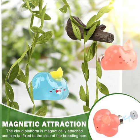 4pcs Jumping Spider Hide Glass Ball Habitat Cloud Plat Form Ledges, Jumping Spider Cloud Modelling Plat Forms with Magnetic Mounting for Climbing, Resting and Exploration in Kuwait
