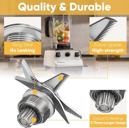 قطع غيار شفرات الخلاط الرطب، تناسب حاويات Vitamix Immersion 5200 Series 64 أونصة و32 أونصة، ملحقات ملحقات من الفولاذ المقاوم للصدأ - تصميم متين للاستخدام المباشر in Kuwait