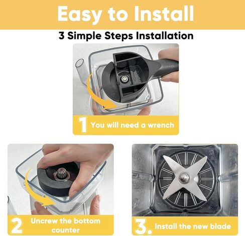 قطع غيار شفرات الخلاط الرطب، تناسب حاويات Vitamix Immersion 5200 Series 64 أونصة و32 أونصة، ملحقات ملحقات من الفولاذ المقاوم للصدأ - تصميم متين للاستخدام المباشر in Kuwait