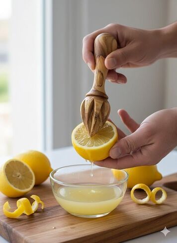 Zuluf Olive Wood Citrus Reamer, Handcrafted Wooden Lemon Juicer and Lime Squeezer with Ergonomic Handle, Deep Grooves Manual Juice Extractor for Oranges, Natural Kitchen Tool, Smooth Food Safe Finish in Kuwait